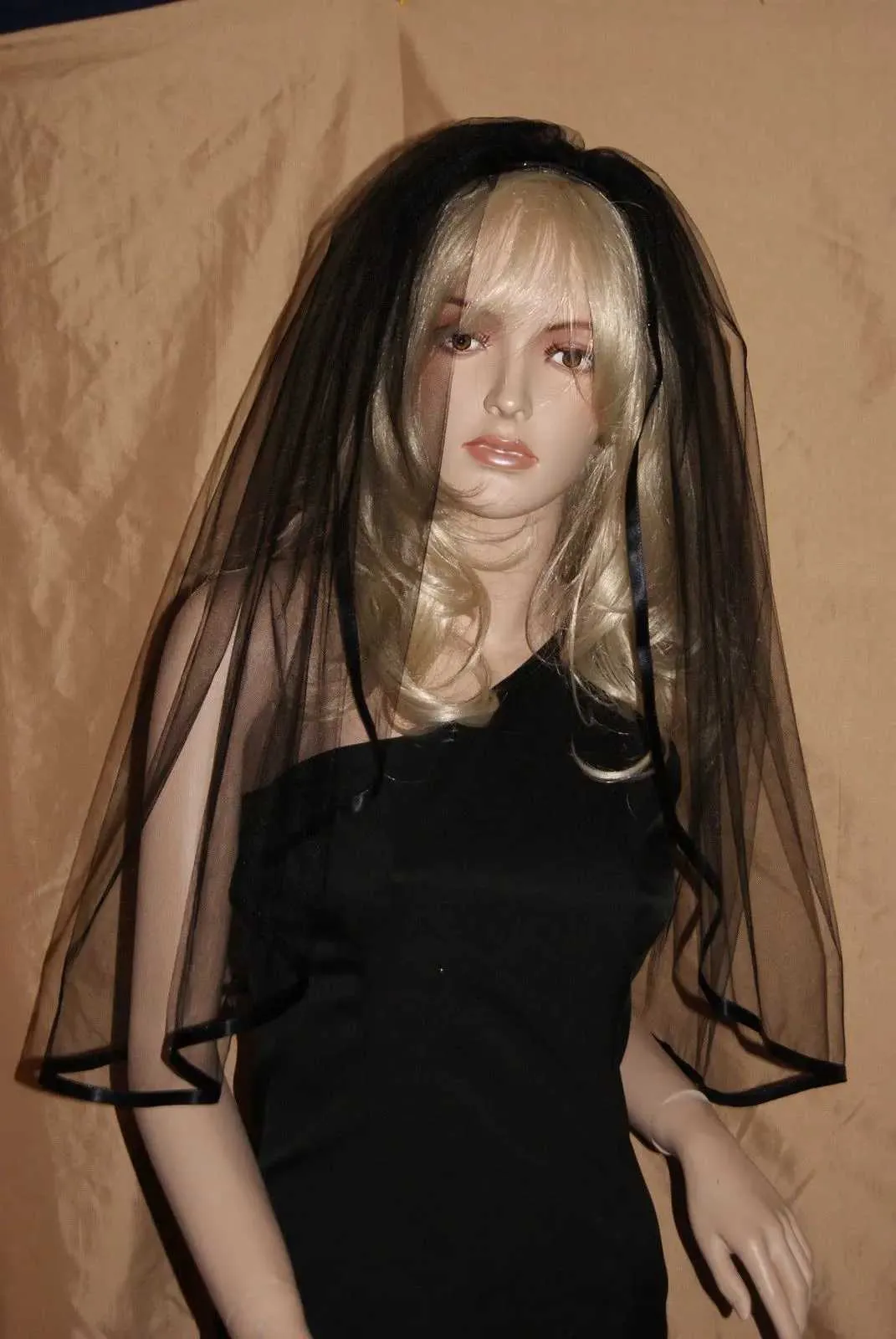 Gioielli per capelli Velo da sposa a uno strato, nero, bianco, avorio, bordo a nastro, lunghezza al gomito, 80 cm, accessori per sposa, veli con pettine_voghion.com