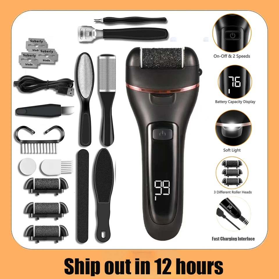 Râpe électrique pieds rechargeable pédicure étanche 2 vitesses_voghion.com