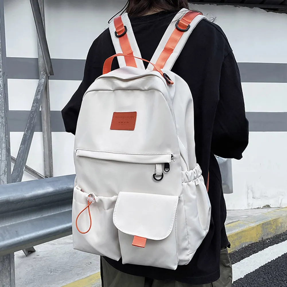Zaino scolastico grande capacità, zaino da viaggio per studenti universitari, semplice zaino in nylon con tracolla, per ragazzi e ragazze, con cerniera._voghion.com