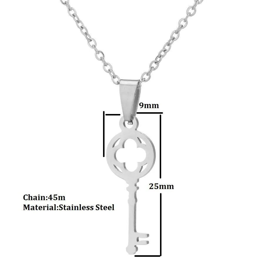 Edelstahl Halskette Für Frauen Liebhaber Blume Mode Schlüssel Anhänger Schlüsselbein Choker Halsketten Valentinstag Geschenk_voghion.com