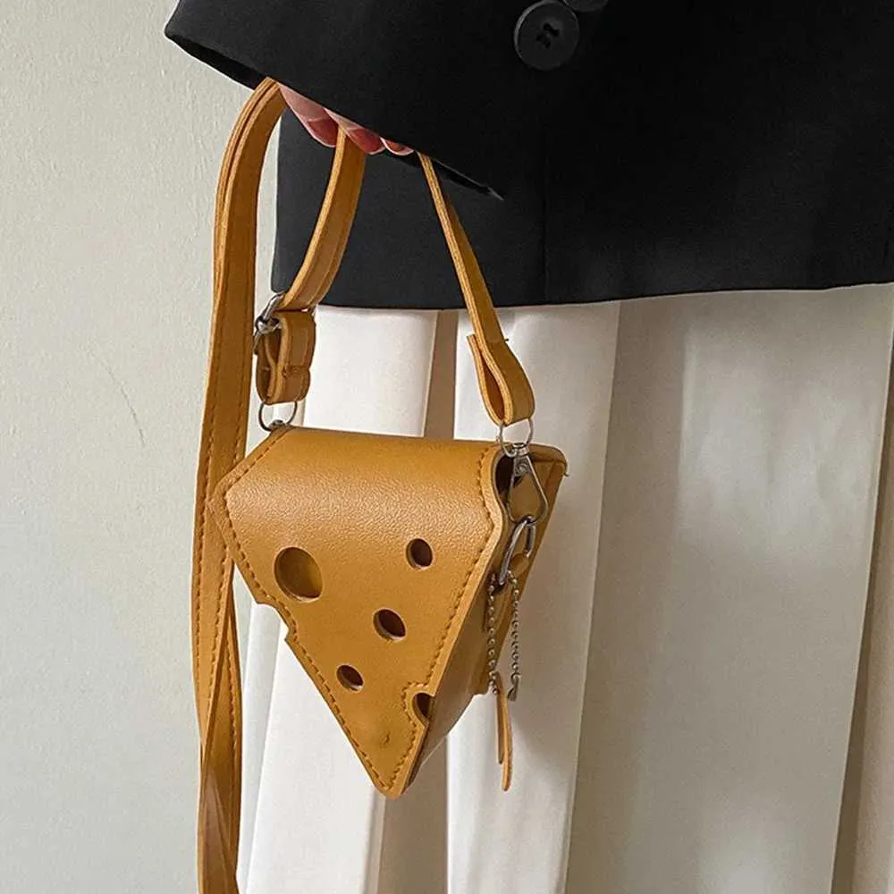 Damen Dreieckige und Quadratische Käseförmige Mini PU Ledertaschen Süße Kopfhörer Lippenstift Geldbörsen Handtaschen Umhängetasche_voghion.com