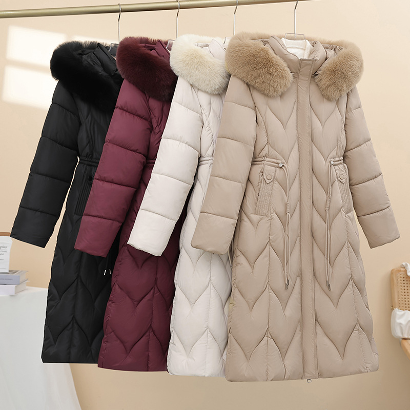Women's Clothing Plus Size Hooded Parka With Faux Fur Trim - Longline Winter Coat For Women(L-5XL, Polyester Shell, Quilted Detailing)​​