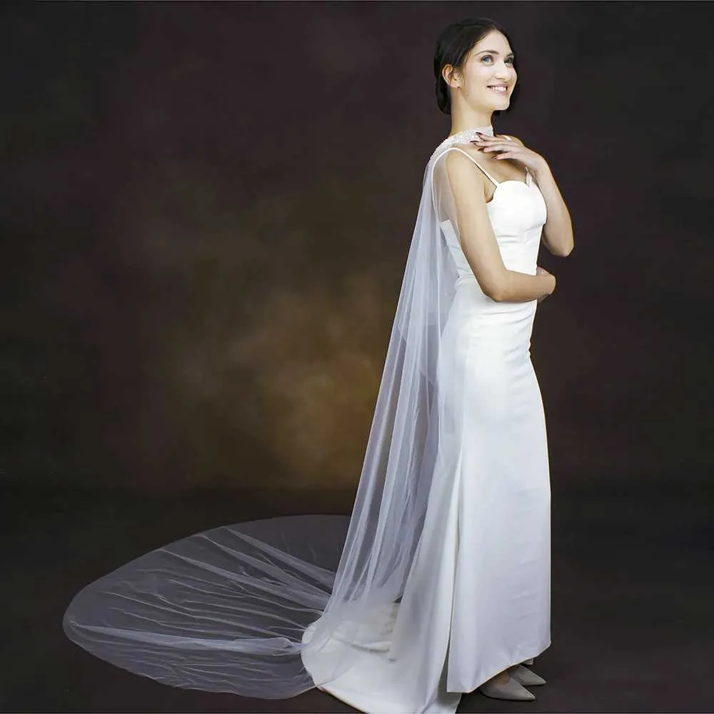 Haarsieraden Dames Lange Bolero Cape Sluier Bruidssjaals Jurk Zachte Tule Dekkingen Schouders Bruiloft Accessoires Voor Bruid_voghion.com