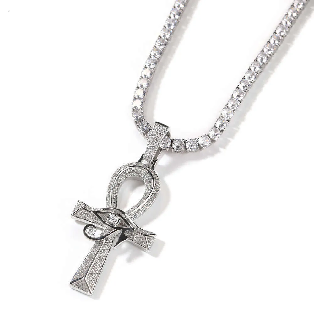 Hip-hop Nuovo prodotto Horus Occhio la Croce Anhe Vintage Tutto Moissanite Diamante Oro Sterling Argento Ciondolo cubano_voghion.com
