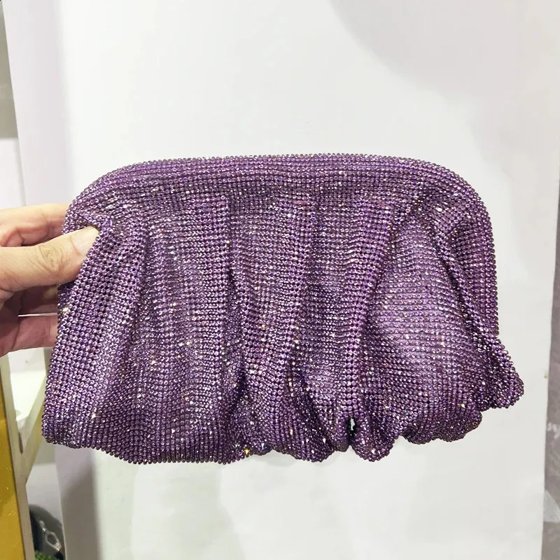 Shell Clip Rhies Handbag For Women Purse Shiny Handmade Dia Shoulder Crossbody Evening Bag 240902_voghion.com