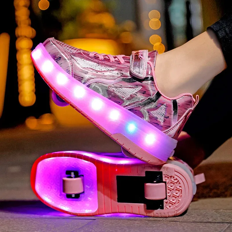 with Wheels LED Light Shiny Roller Skates Shoes Kids Gifts Boys Girls The Best Gift for Party Birthday Christmas Day_voghion.com