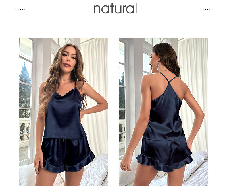 Dames pyjamaset van ijszijde verkoelend sexy nachtkleding zomer_voghion.com