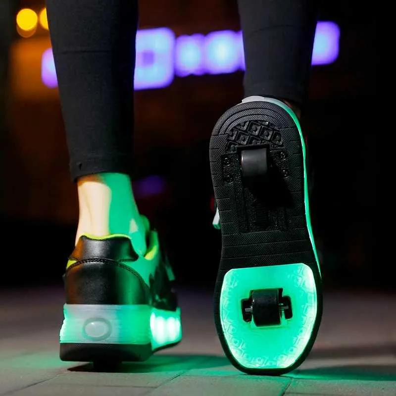 Düz Paten Erkek Kız Yanıp Sönen Işıklar İki Tekerlekli Paten Ayakkabı Led Işıklı Işıklı Spor Ayakkabılar Açık Hava Günlük Ayakkabılar_voghion.com
