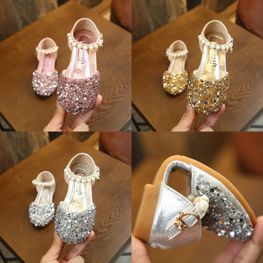 Sandali da bambina, con paillettes, perle, argento, oro, rosa, estivi e primaverili, per bambine, alla moda, per feste e balli, per bambini._voghion.com