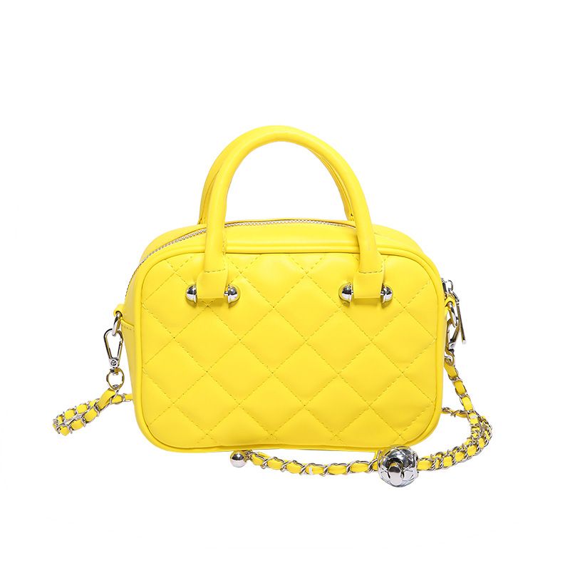 Xiaoxiangfeng Bowlingtasche Damen 2024 neue Leder Rautenkette Tasche Umhängetasche Kissentasche Handtasche_voghion.com