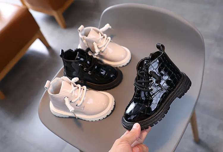 Toddler Girls Crocodile Pattern For Autumn Winter Fashion Children Shoes Littlesprouts Kids Boy Boots Black Beige Size_voghion.com