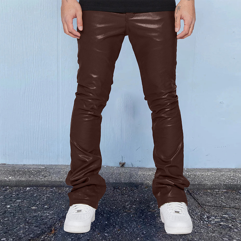 Pantalons en cuir pour hommes, pantalons hip-hop surdimensionnés, décontractés et amples, taille moyenne, tendance et imprimés, collection 2025_voghion.com
