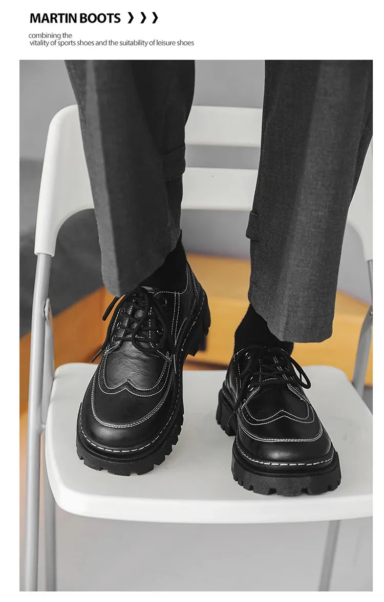 STRONGSHEN Heren Casual Leren Dikke Zool Formele Mode Handgemaakte Brogue Zakelijke Schoenen Oxford Atos Hombre 240614_voghion.com