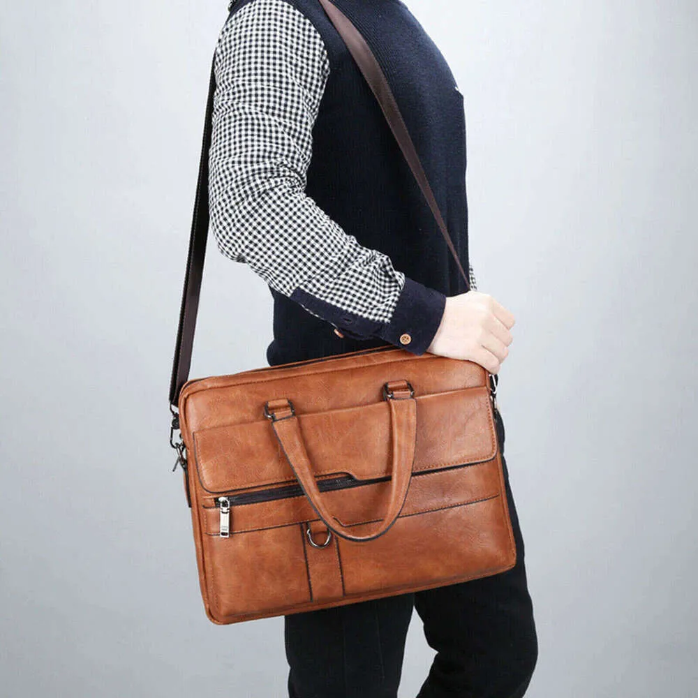 Neu Männer Aktentasche Klassische Retro Pu Leder Business Handtasche Satchel Männlichen Umhängetasche_voghion.com