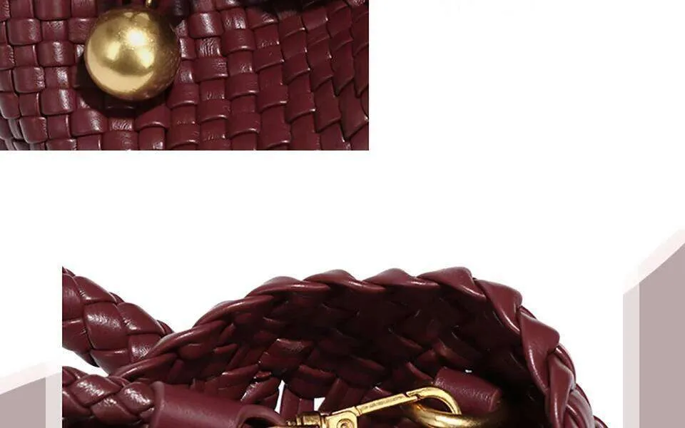 Borsa a tracolla intrecciata da donna, semplice e dal tocco avanzato, in materiale PU, borsa hobo_voghion.com