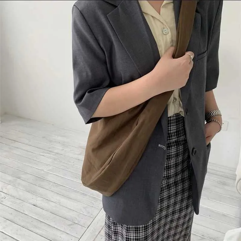 Grande borsa a tracolla retro in tela per donna stile hobo_voghion.com
