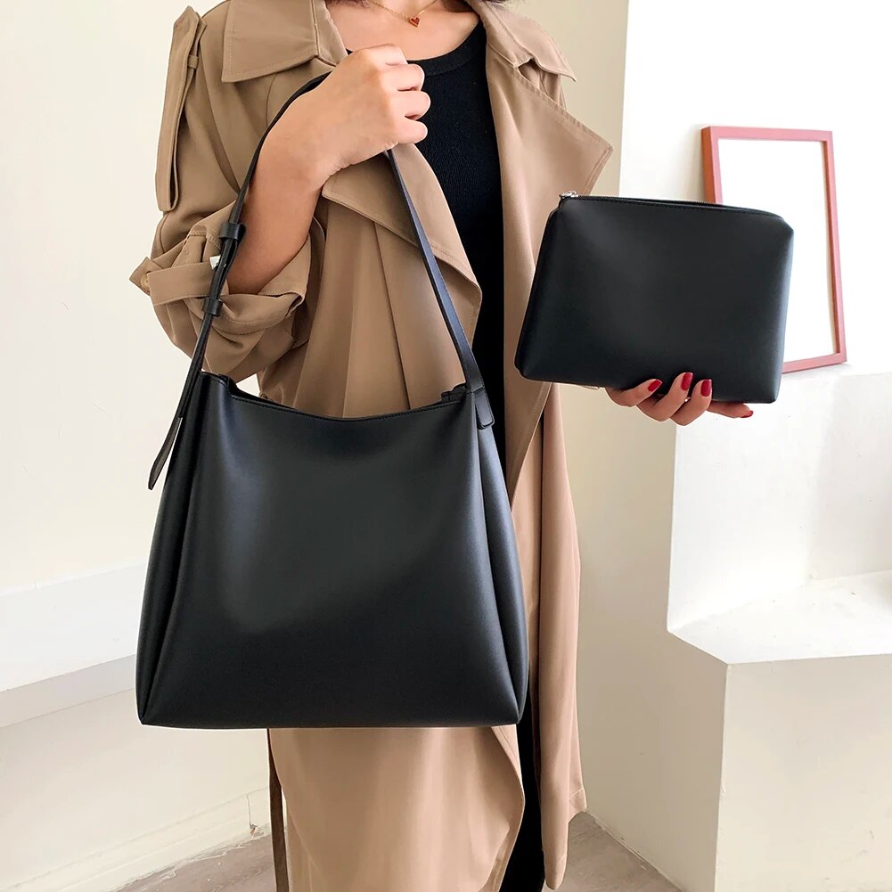 Modna skórzana torba shopper dla kobiet 2023 Tend Female Prosta duża torba na ramię o dużej pojemności Torebki i portfele_voghion.com