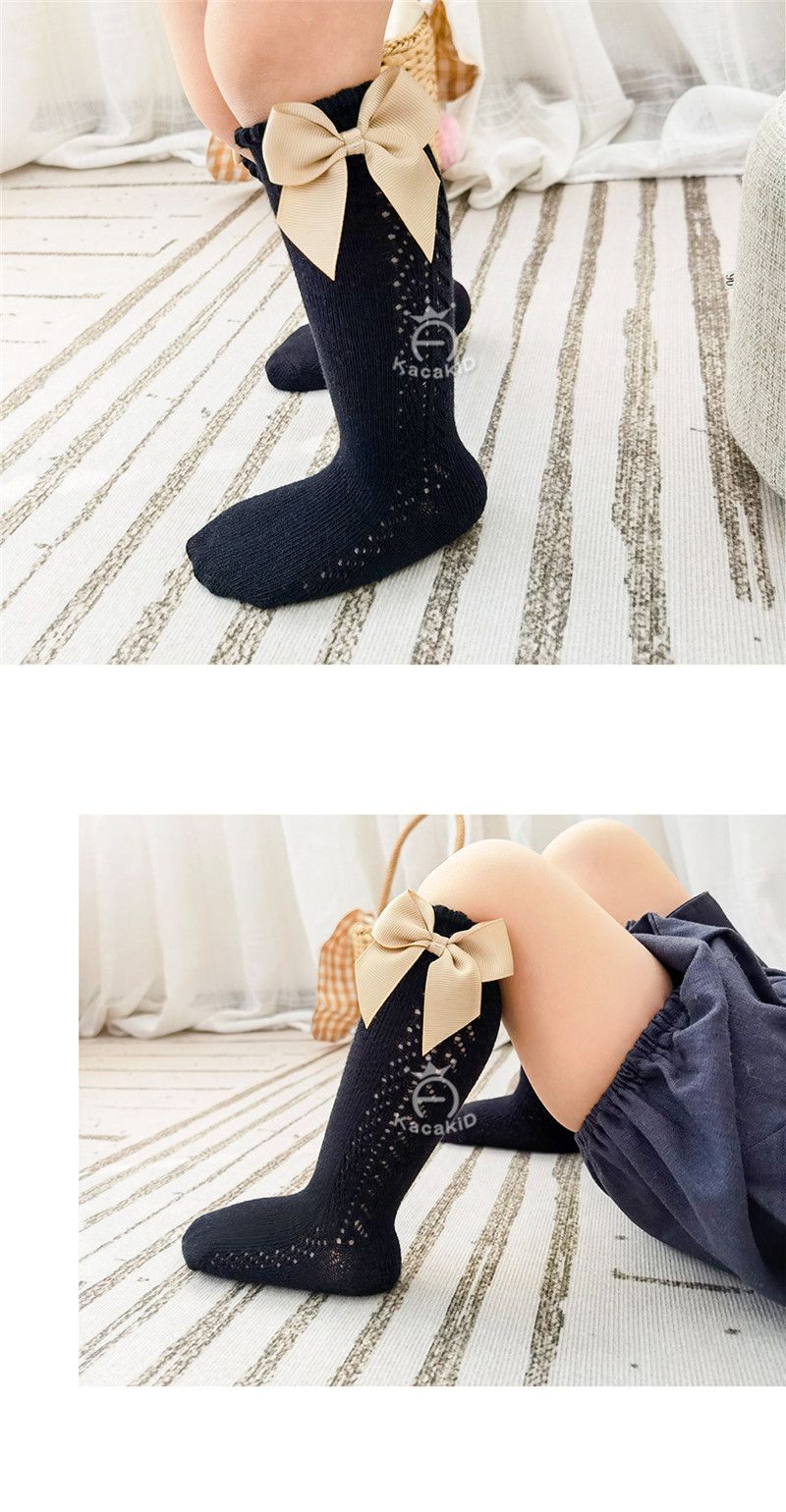 Neu Sommer Baby Knie Hohe Socken Kinder Mädchen Bogen Lange Socke Weiche Baumwolle Mesh Atmungsaktive Kinder_voghion.com
