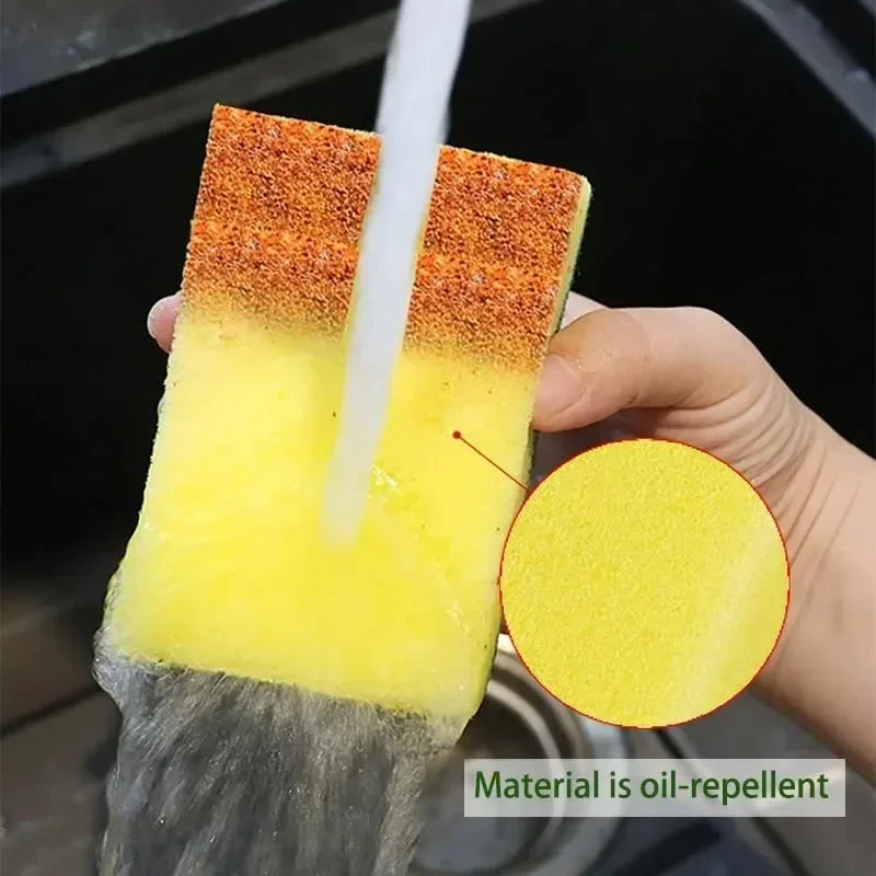 50/2Pcs Kitchen Dishwashing Soft Absorbent Clean Rub Pot Rust Scouring Pad Removing Kits Household Cleaning Brush Sponge_voghion.com