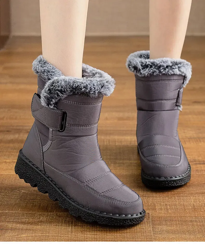 Women Fur For Woman Ankle Winter Botas Mujer Trend Low Heels Snow Boots Platform Shoes Female 240830_voghion.com