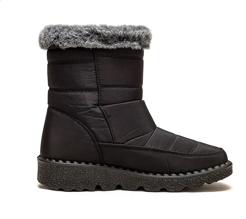Women Fur For Woman Ankle Winter Botas Mujer Trend Low Heels Snow Boots Platform Shoes Female 240830_voghion.com