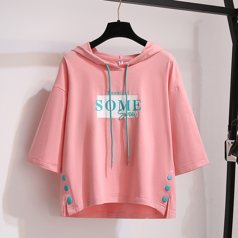 Women's clothing new sun protection hooded short sleeved T shirt