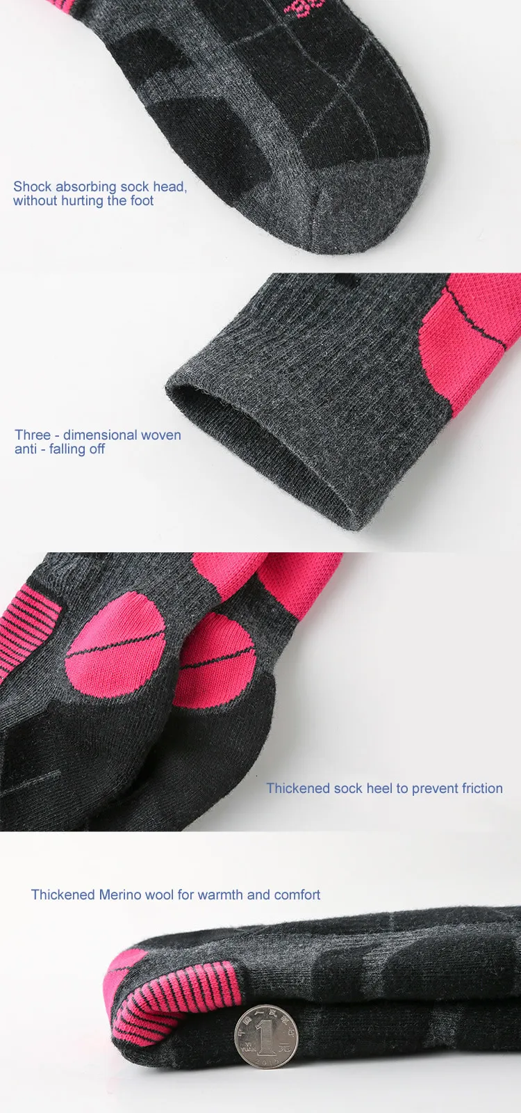 Calcetines de esquí de lana merino para hombre, para deportes de invierno, snowboard, ciclismo, senderismo, esquí, calcetines térmicos hasta la rodilla para hombre y mujer 230322_voghion.com