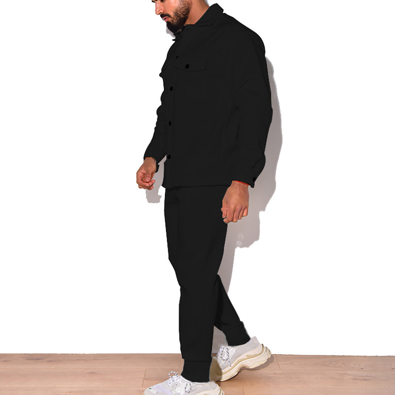 2024 Große Mode Trendy Herren Herbst Knopf Wildleder Casual Jacke Hose 2 Stück Set_voghion.com