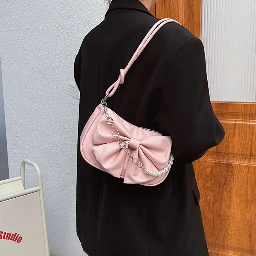 Mode perle bogen schulter achselhöhle täglichen pendeln lässige handtasche solide business tasche Y241123_voghion.com