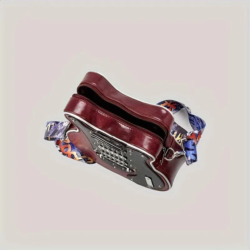 Unisex Moud Gittar Schëller Fraen Y2k Crossbody Taschen Neiheet Kreativ Gittarfërmeg Portemonnaie Männer PU Lieder Sg Tasche 2024_voghion.com