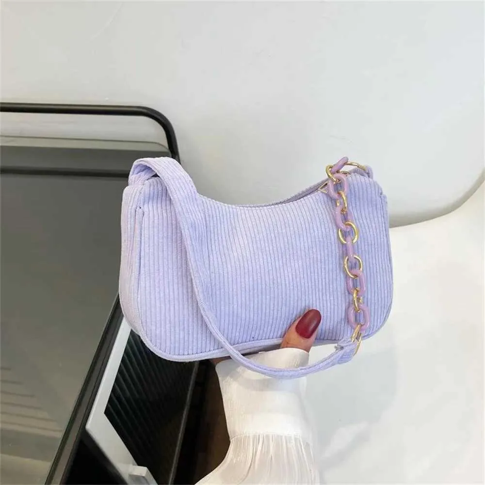 Fi Retro Handbags Warm Autumn Winter Corduroy Bottom Zipper Shoder Small Bag Fem Soft Leisure Club Handbag Y241106_voghion.com