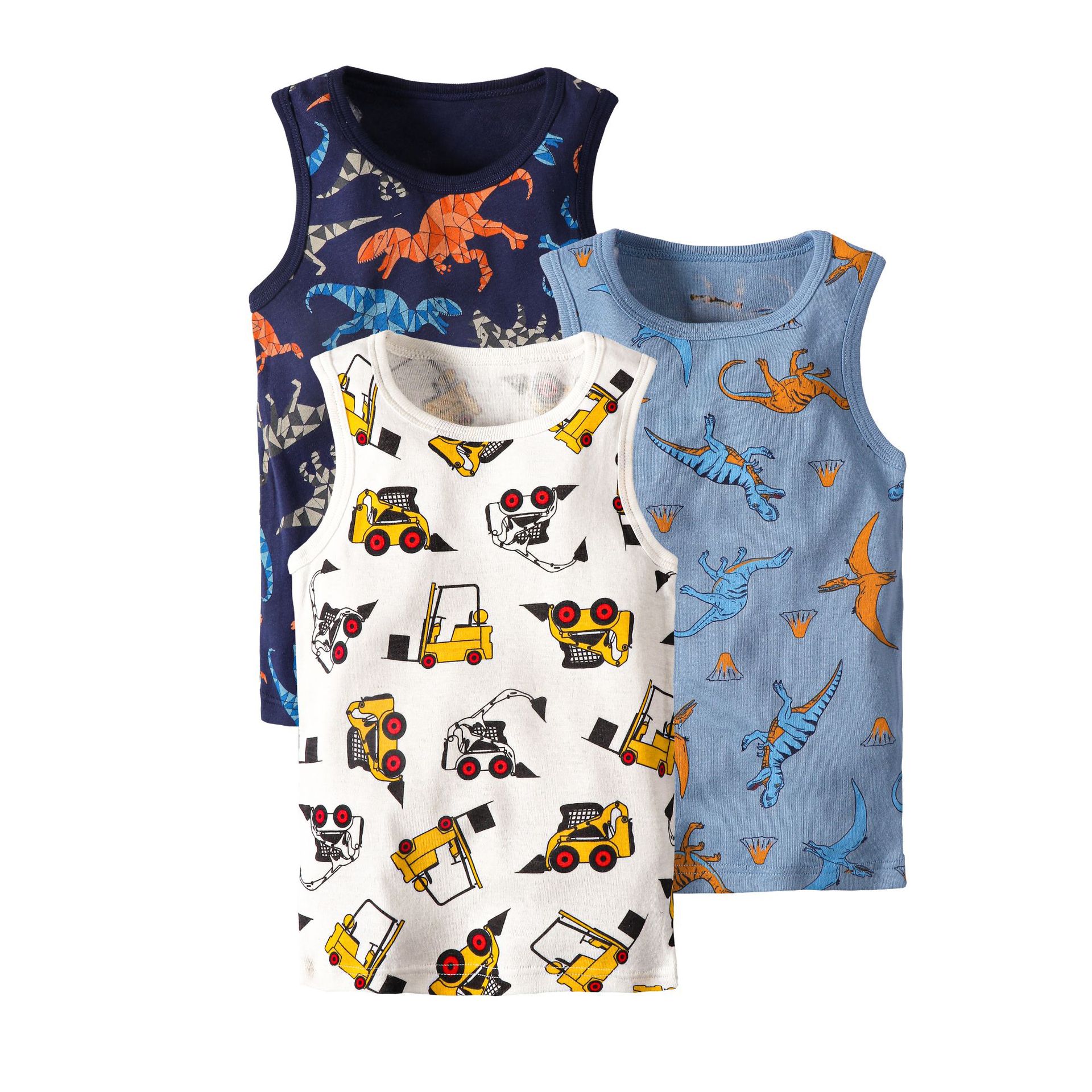 Mother&Kids Children's vest pure cotton summer pure cotton breathable cartoon dinosaur print baby girls wear cotton boys small vest_voghion.com
