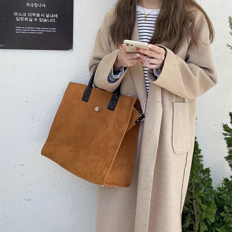 Borsa da donna in pelle opaca vintage, grande capacità, borse a tracolla, borse a tracolla da donna, borsa da viaggio casual grande marrone_voghion.com