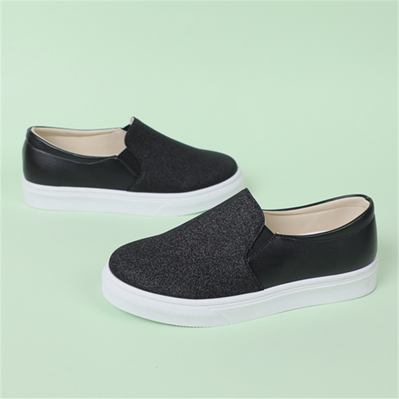 Damenmode große Größe Spleißen Low Top Einzelschuhe Frauen Set Füße faul Slip-On Loafers_voghion.com