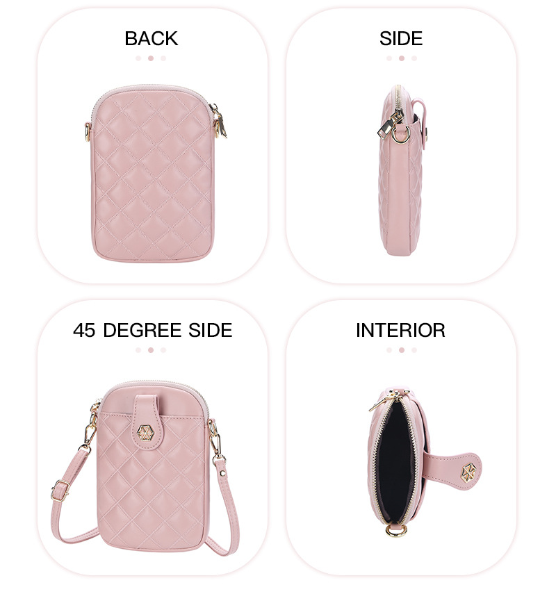 BOISEEN New Mobile Phone Bag Women's European and American Rhombic Large Capacity Single-shoulder Crossbody Women's Bag Vertical Soft Leather Coin Pur_voghion.com