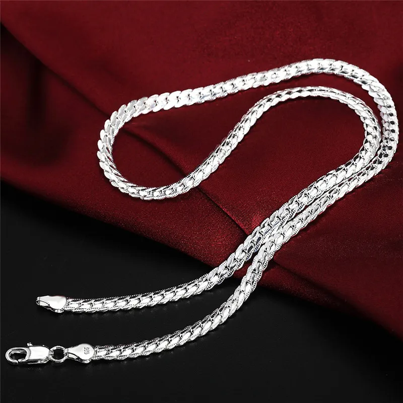 Sterling Silver Flat Chain Necklace For Men And Women Elegant_voghion.com