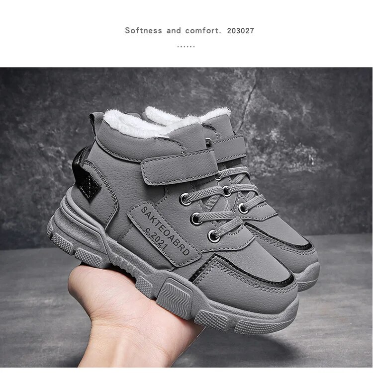 Winter Children's Boys Plus Cashmere Thicken Warm Snow Girls Non-slip Outdoor Martin Boots Student Shoes Hiking Shoe_voghion.com