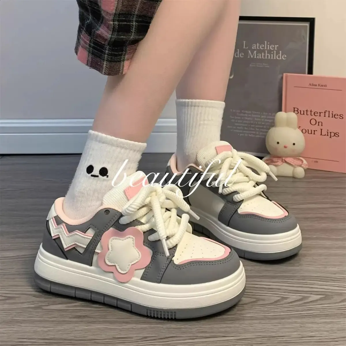 Kawaii Platform Sneakers Women Flat Sports Shoes Spring Summer Cute Casual Vintage Tennis Female Vulcanize White Korean_voghion.com