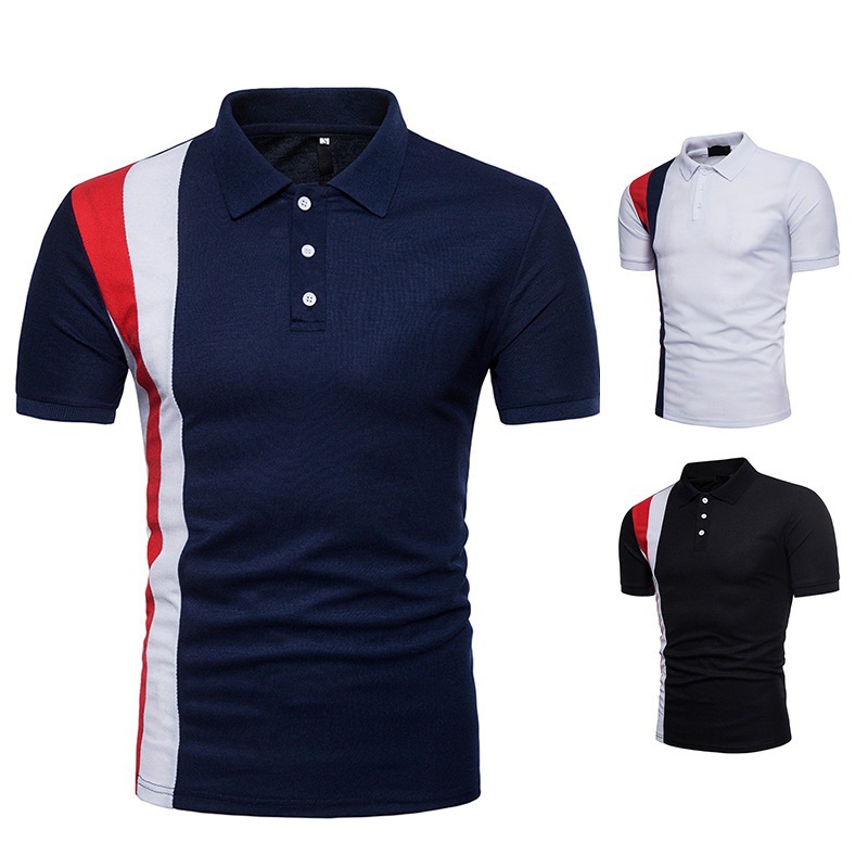 Camisa polo de manga corta con parches, polo informal de verano para hombre