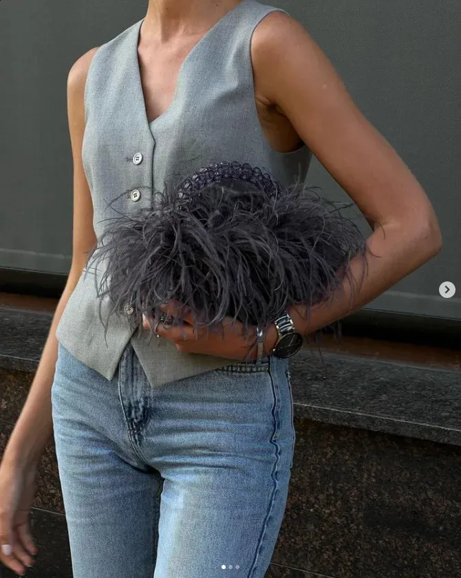 Borsa da sera con perline di perle, pelliccia di piume di struzzo, borsa a mano in cristallo acrilico trasparente, borsa da festa fatta a mano da donna, vendita all'ingrosso_voghion.com