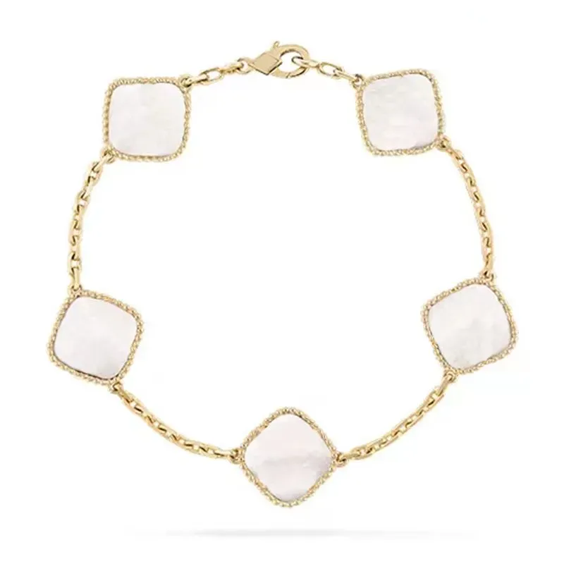 Pulseiras de grife Van Pulseira de trevo de quatro folhas Ouro Amor Pulseira Pingente Cristal Sparkg Dia para mulheres e meninas_voghion.com