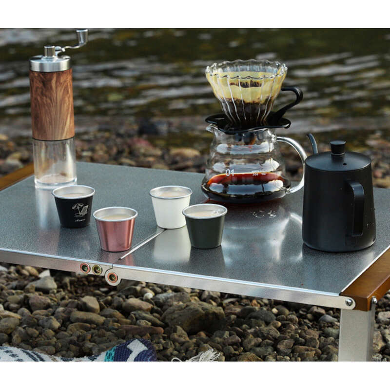 Outdoor Stainless Steel Small Coffee Camping Tea Water Cup Portable 350ML Wide Mouth Stackable_voghion.com