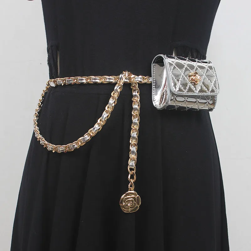 Ceintures Mode Femme PU Cuir Chaîne Sac Cummerbunds Robe Féminine Corsets Ceinture Décoration Ceinture Étroite_voghion.com
