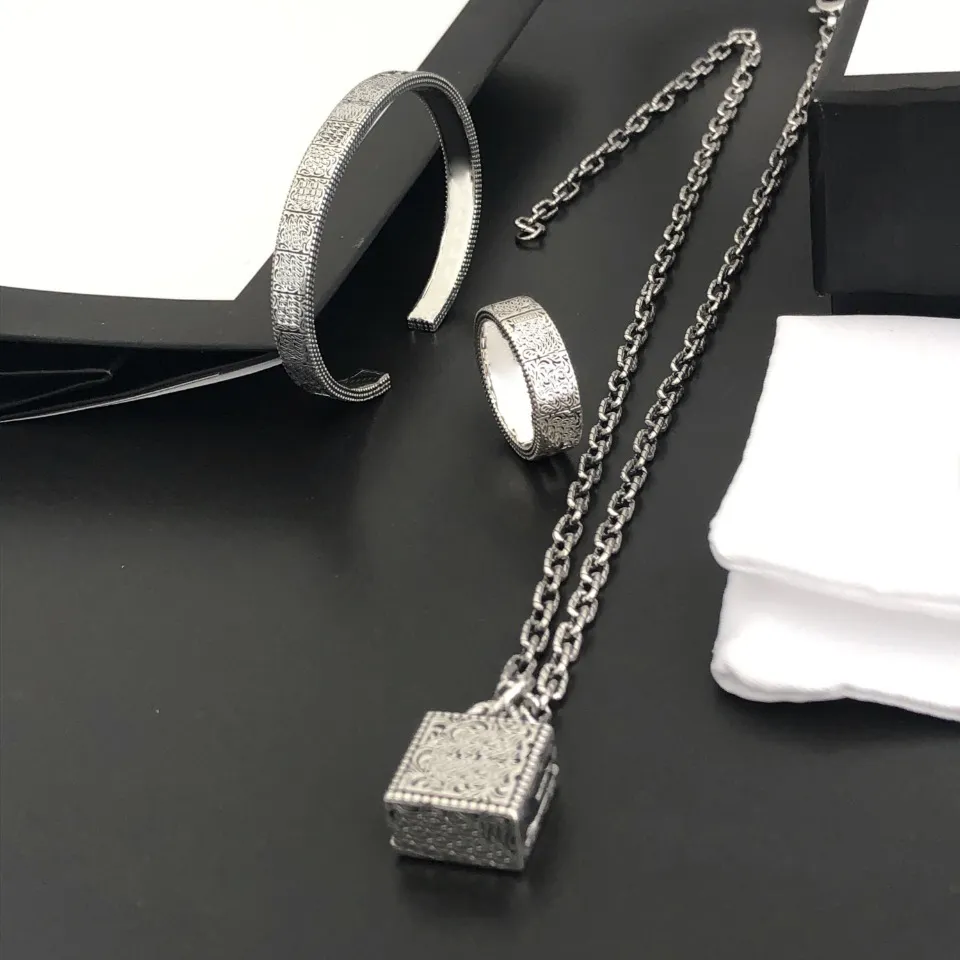 Retro Klassisch Armband Halskette Ringe Anzug Mann Frau Unisex Kette Armbänder Halsketten Schmuck Einfachheit Mode_voghion.com