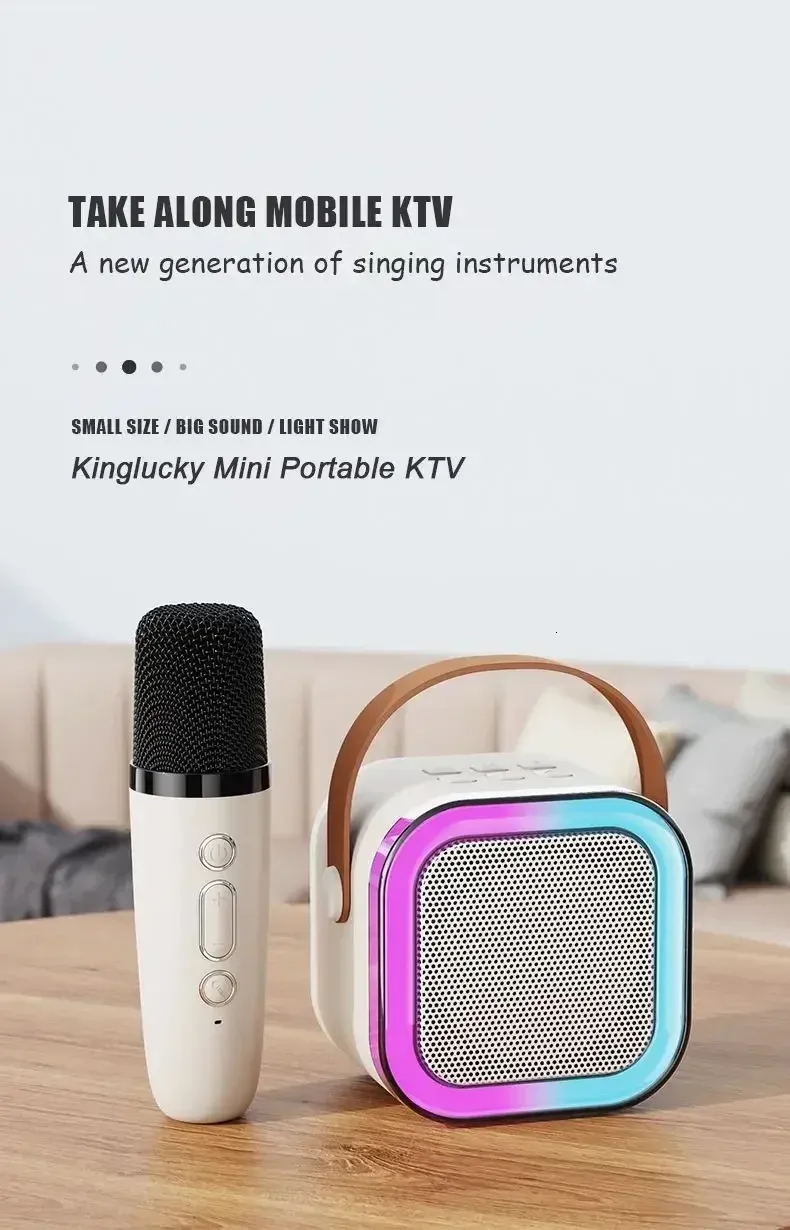 K12 Karaoke Hine Portable Bluetooth 5.3 PA Speaker System With 1-2 Wireless Microphones Home Family Singing Kids Xmas_voghion.com