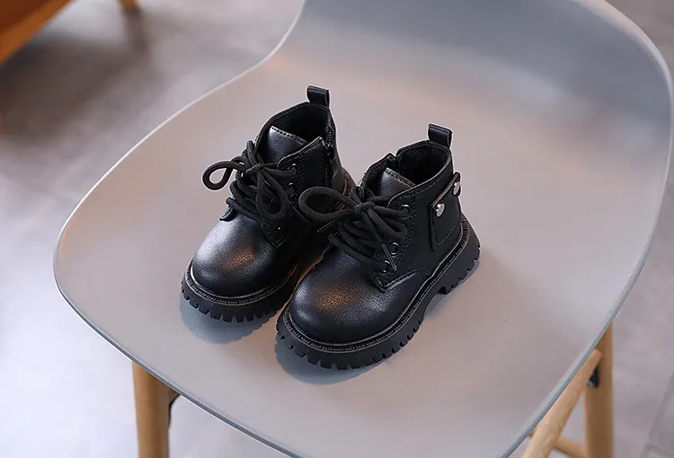 Kids PU Leather Fashion Winter Children's Boys Girls Anti Slip Happysteps Toddler Short Snow Boots Sizes US1C-US13C_desvips.com