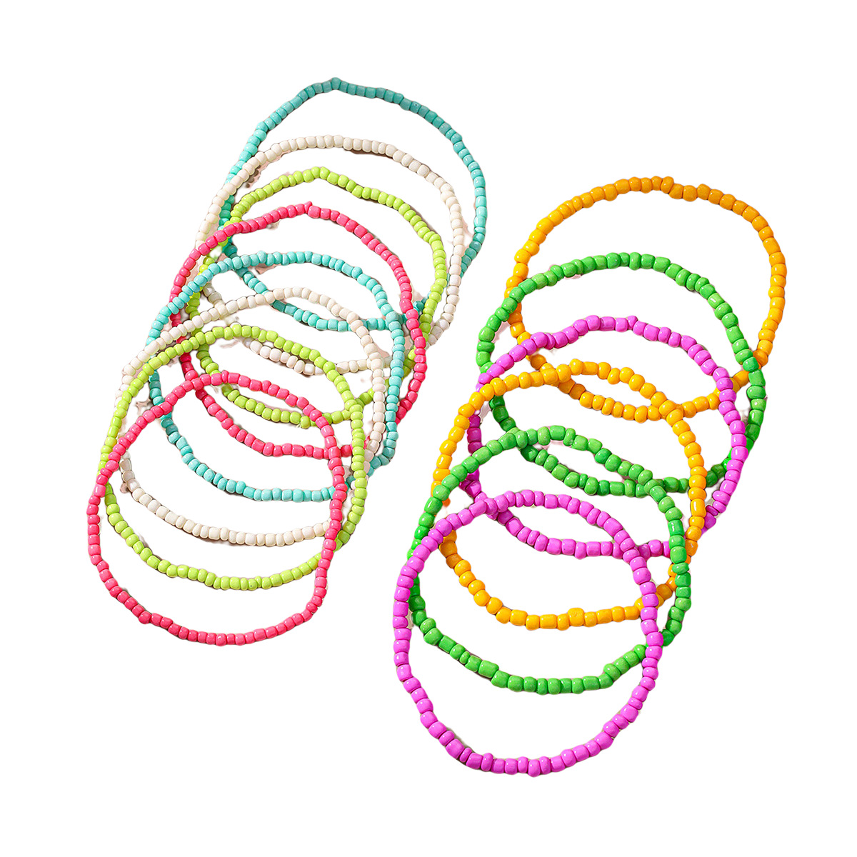 Cavigliera in stile spiaggia con perline di vetro colorate intrecciate a mano_voghion.com