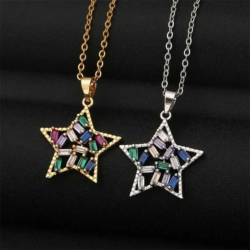 Colorful Star Pendant Necklace Elegant Versatile Clavicle Chain_voghion.com