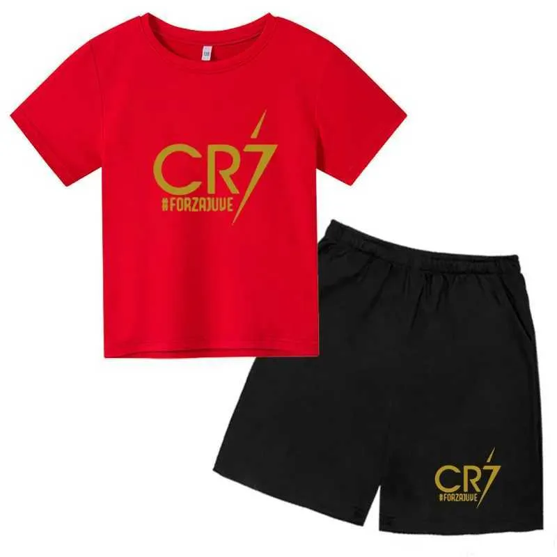 Summer Kid Boy Clothes Set Children Girls Football CR7 Star Printed T-shirts And Shorts 2 Pieces Suit Topm Bottom_voghion.com