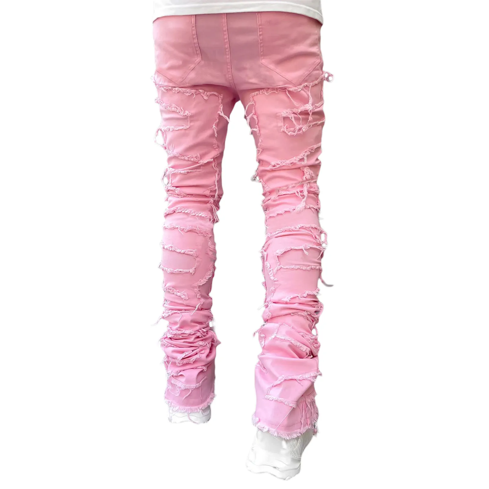 2024 New mens designer jeans Loose pants high waist Ripped High Street Retro Paint Spot Patch Hole Denim Streetwear silm_mkmklike.com